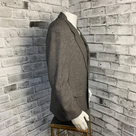 Vintage Union Made Harry Rosen Black White Wool Blazer Sport Coat - Picture 3 of 16